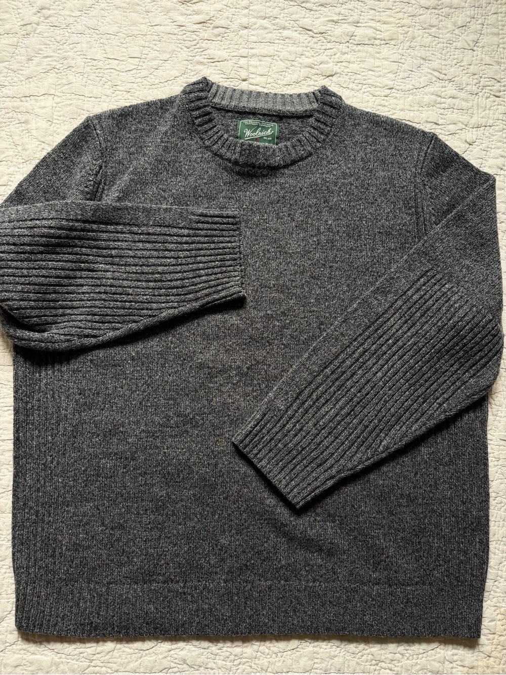 Woolrich Men’s Charcoal Gray Crewneck Long Sleeve Wool Sweater Size XL Gorpcore